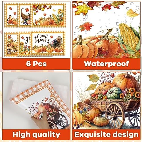 Thanksgiving Placemats Set of 6 Welcome Fall Plastic Table Mat 17×13×0.04in - Image 4