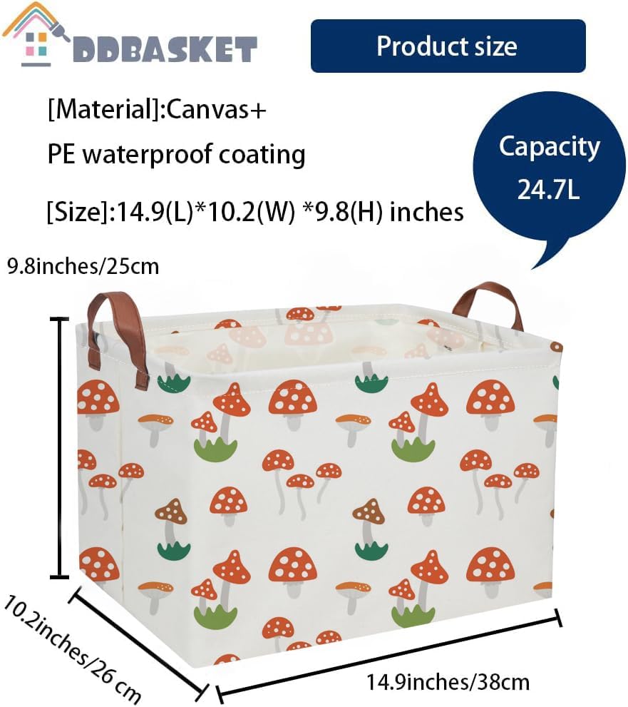 Kids Basket Mushroom Baskets Boys and Girls Basket Rectangular Cute Storage Bin - Image 3
