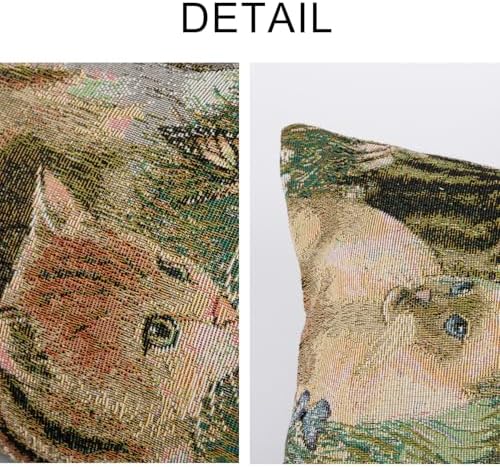 Cute Cat Garden Lumbar Throw Pillow Cover 12x 20, Art Painting Linen Pillow - Image 2