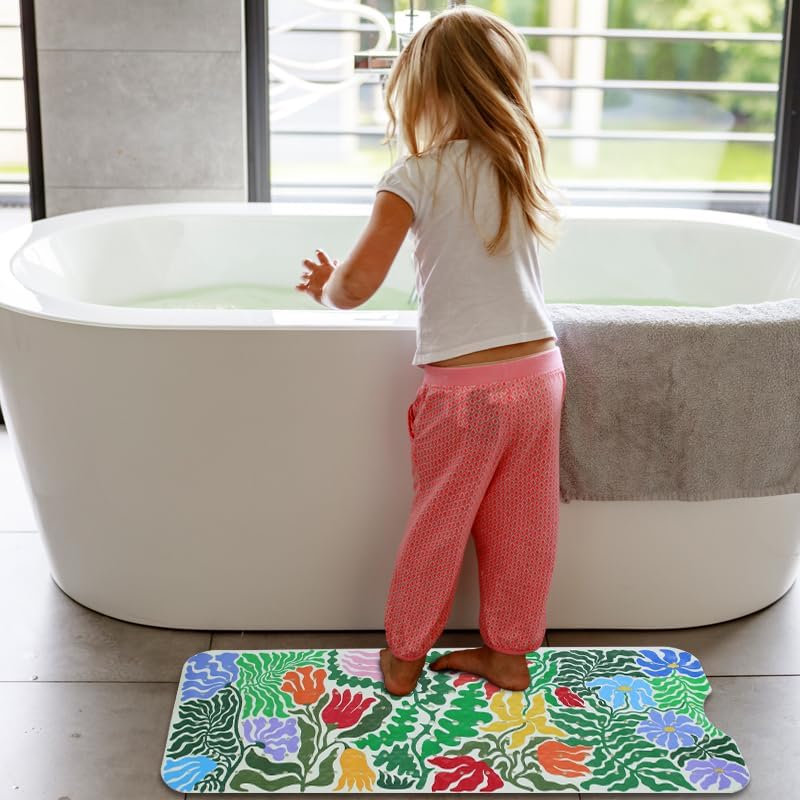 Plant Bathtub Mat Non Slip for Kids 40x16in Extra Long Floral Anti Slip Bath - Image 6