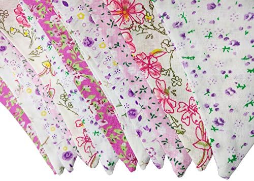 LOVENJOY Pink Floral 100% Cotton Bunting Banner - Image 4