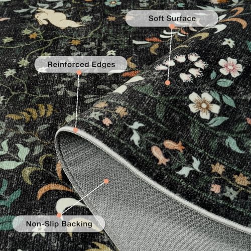 6x9 Area Rugs Boho Floral Washable Living Room Rug Neutral Carpet Nursery - Image 6