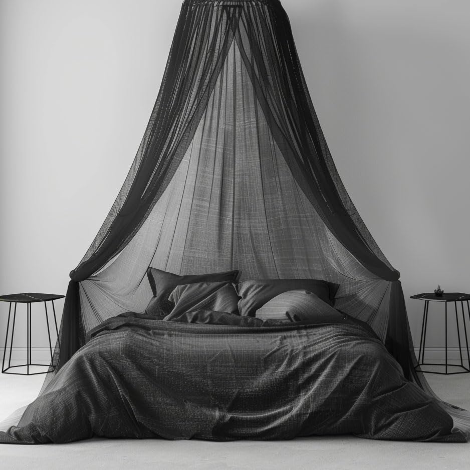 Mosquito Net Bed Canopy for Girls, King Canopy Bed Curtains Full Queen Size by Comtelek