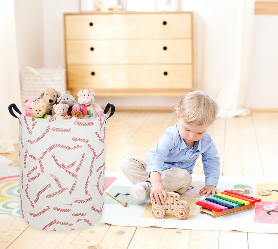 Kids Laundry Hamper, Baseball Laundry Basket Collapsible Boys Storage Baskets - Image 2