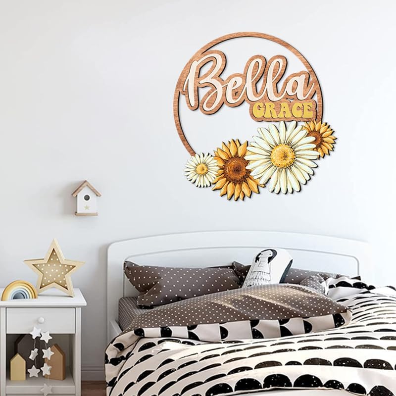 Custom wooden nursery name sign, Boho nursery wood 2 layer, Floral nursery name - Image 5