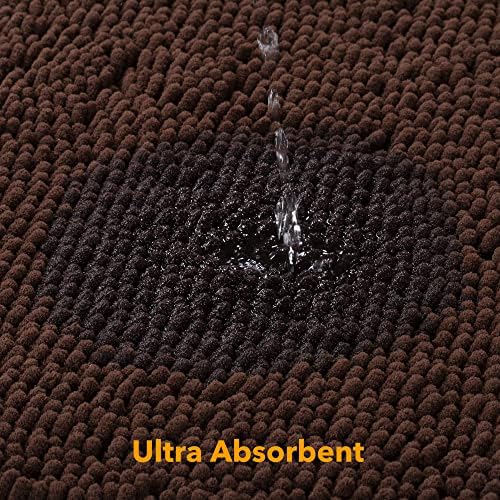 Yeaban Chenille Brown Bathroom Rug 17"x24", Non-Slip Rubber Backing - Image 4