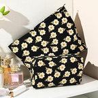 SOIDRAM 2 Pieces Flower Makeup Bag Large Cosmetic Bag Capacity Canvas Mix - Image 7
