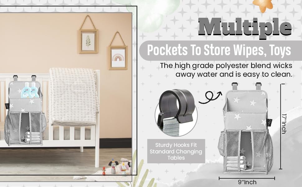 Star Pattern Diaper Caddy and Nursery Organizer - Image 4