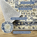 3x5 Front Door Rug Indoor Entrance Soft Vintage Navy Rugs - Image 3