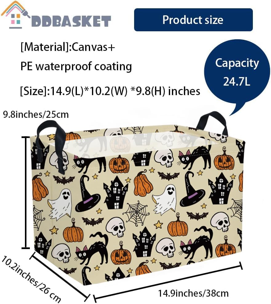 Rectangle Kids Baskets Halloween Basket Cute Storage Bin - Image 2