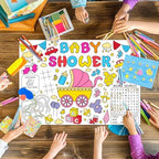 WEBEEDY DIY Coloring Placemats 15.7x11 Inch, Shower Themed Coloring Activity - Image 5