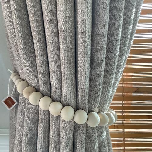 DECOAZUL Boho Curtain Tiebacks – Wood Bead Curtain Tiebacks - Image 5