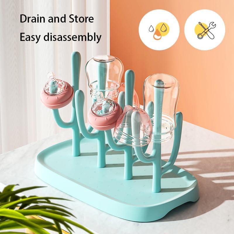 Pink Baby Bottle Drying Rack, Portable Bottle Holder - Image 4