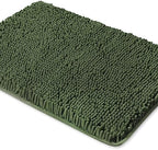 Yeaban Chenille Olive Green Bathroom Rug 17"x24", Non-Slip Rubber Backing by Yeaban