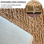 Half Round Bath Mat Beige Bathroom Rugs Semicircle Chenille Bath Rugs Water - Image 5