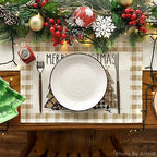 Artoid Mode Watercolor Brown Buffalo Plaid Christmas Trees Placemats Set of 6 - Image 2