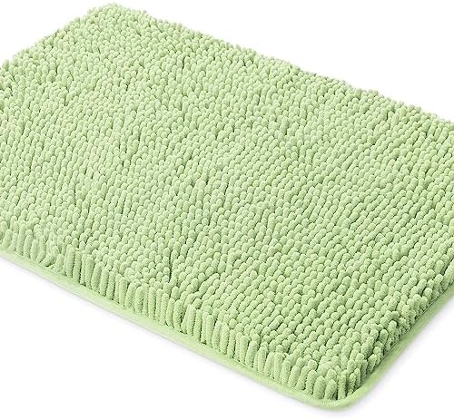 Yeaban Chenille Seafoam Green Bathroom Rug 17"x24", Non-Slip Rubber Backing by Yeaban