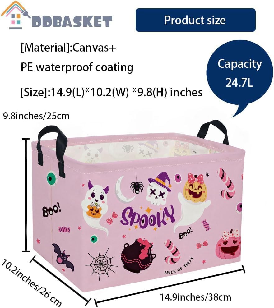 Rectangle Kids Baskets Halloween Basket Pink Storage Bin Fish Box - Image 2
