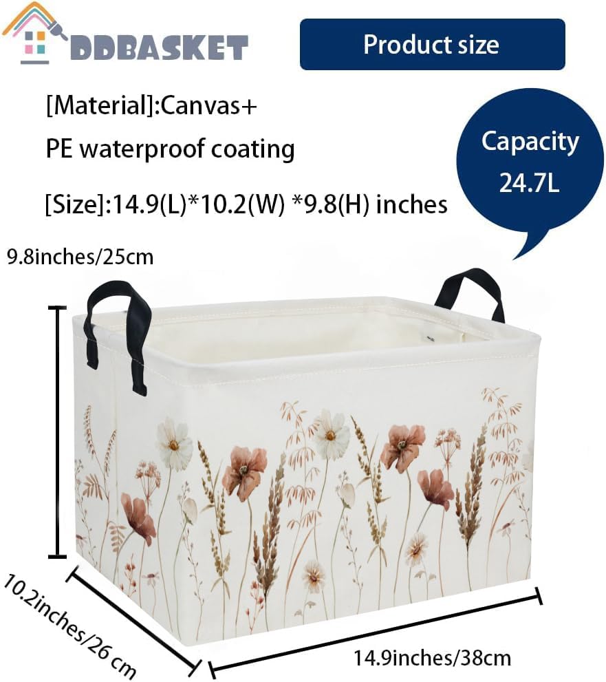 Rectangular Kids Baskets Flower Basket Kids Storage Bins Girls Basket Cute - Image 2