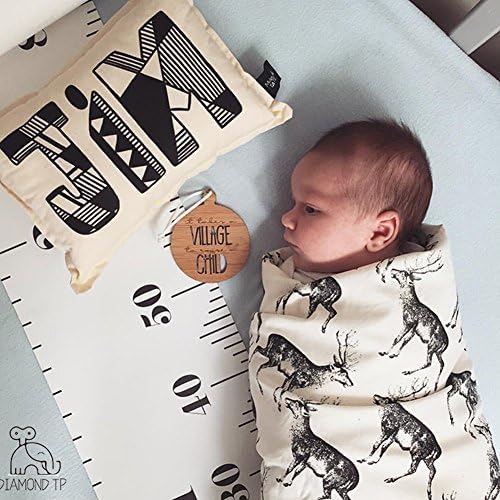 Kids Growth Chart, Wood Frame Fabric Canvas Height Measurement Ruler from Baby - Image 2