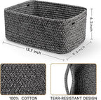 3 Pack Storage Baskets for Organizing, 13.7×9.5×6.3", Mixed Black - Image 3