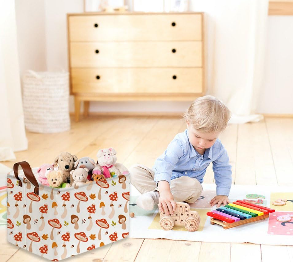 Sanjiaofeng Rectangular Kids Basket Cute Storage Bins, Mushroom Storage Basket - Image 6