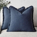 Foindtower Decorative Linen Fringe Throw Pillow Covers 24×24 Inch by Foindtower
