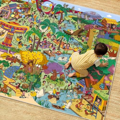 Whimsical Jungle Rug 6x9 for Kids Playroom – Cute Colorful Animal Safari Map - Image 6
