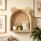 Arched Teddy Bear Nursery Wall Shelf, Paper Rope Basket - Image 5