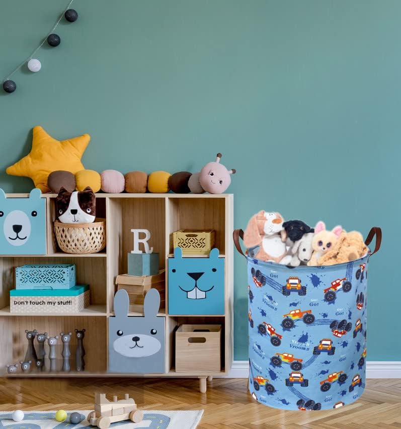 Kids Boys Hamper, Kids Laundry Basket Collapsible Monster Truck Storage Baskets - Image 4