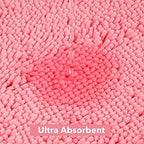 Yeaban Chenille Pink Bathroom Runner Rug 17"x47" - Image 4