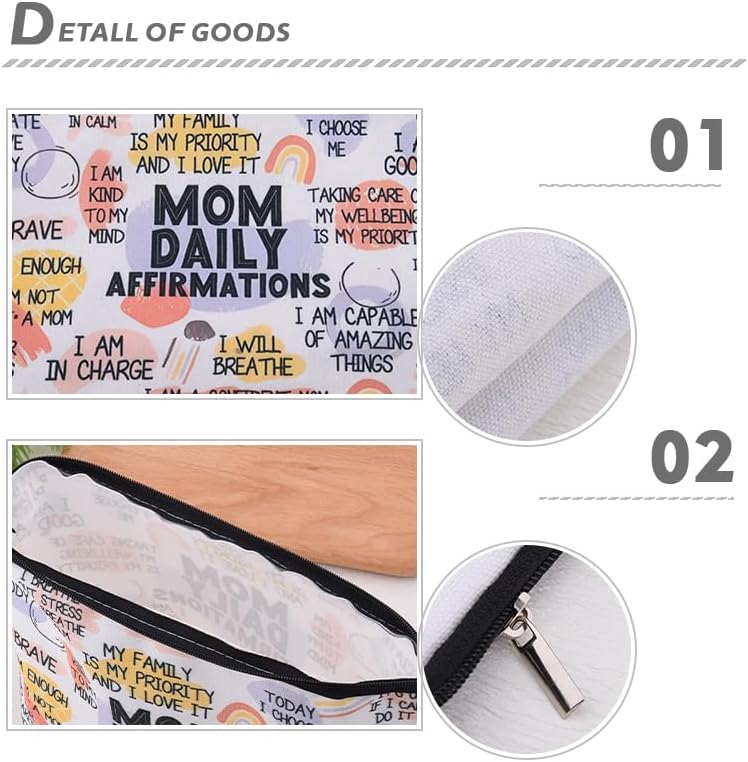 Positive Affirmation Mom Makeup Bags Best Mommy Mama Mother Birthday Gifts - Image 3