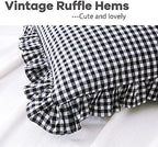 2 Pack Black White Gingham Ruffle Throw Pillow Covers 22''x22'' - Image 4