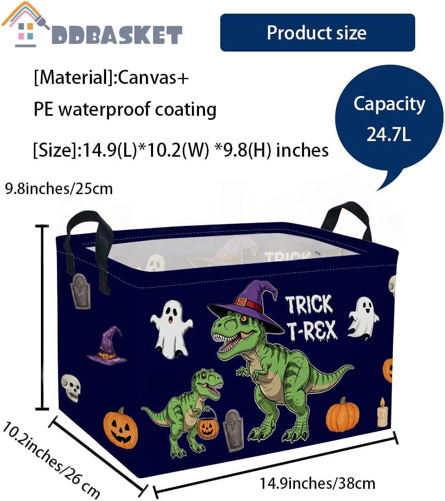 Rectangle Kids Baskets Halloween dinosaur Basket Cute Storage Bin Fish Box - Image 2