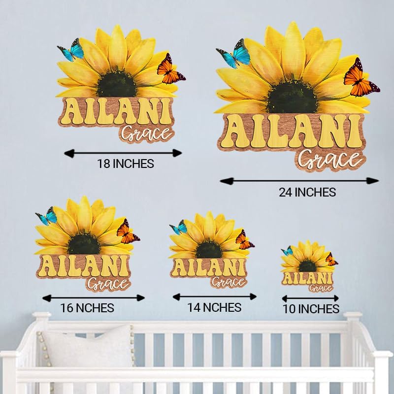 Custom wooden Sunflower nursery name sign - Image 5