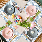 Blue Floral Placemats Set of 6 Flower Bird Plastic Table Mats Seasonal Spring - Image 5