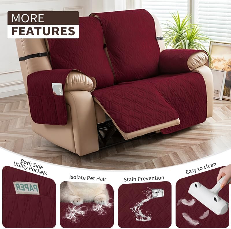 Genina Waterproof Loveseat Recliner Cover Non-Slip, Sofa Cover - Image 3