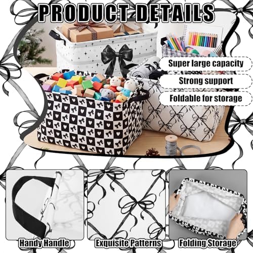 4 Pcs Coquette Black Bow Storage Basket - Image 3
