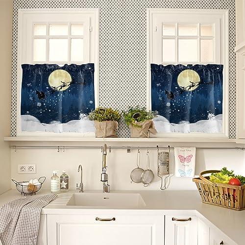 Christmas Kitchen Curtains and Valances Set, Santa Claus Reindeer Window - Image 4