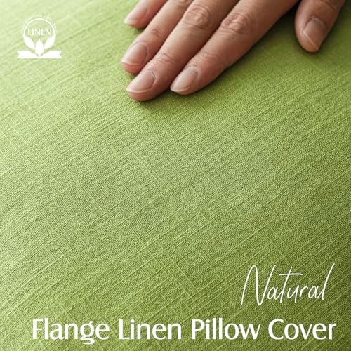 Foindtower Linen Solid Decorative Throw Pillow Covers 24x24 Inch Lush Green - Image 2