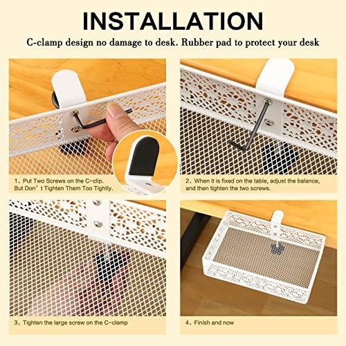 Under Desk Drawer, Clamp on Desk Organizer Under Table Hanging Desk Storage - Image 5