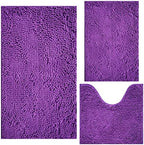 Bathroom Rugs Chenille 3-Piece Extra Soft and Absorbent Shag Bathroom Rugs by BOANKODU