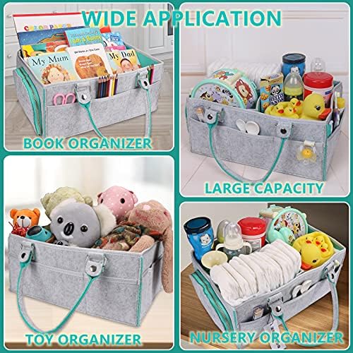 XUANGUO Large Baby Diaper Caddy Organizer, Felt Basket - Image 4