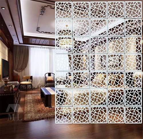 White Hanging Room Divider, 12 Pieces Wood-Plastic DIY Panel Screens Partition - Image 4
