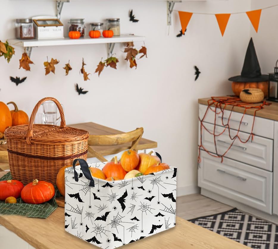 Sanjiaofeng Rectangular Kids Basket Halloween Storage Bins, Bat Storage Basket - Image 7