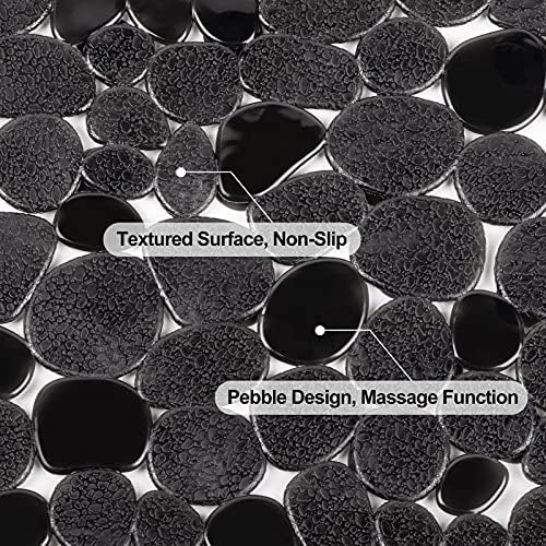 WELTRXE Pebbles Bath Mat for Tub Black Non-Slip Bathtub Mat - Image 3