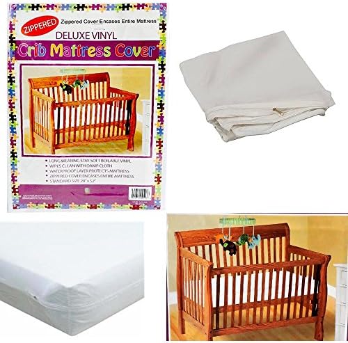 Deluxe Vinyl Zippered Crib Mattress Cover Full Encasement 28" x 52" Standard by DependableIndustries