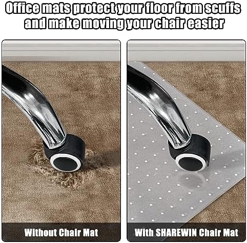Office Chair Mat for Carpet Floors, Sturdy PVC Computer Chair Mats Anti-Slip - Image 3
