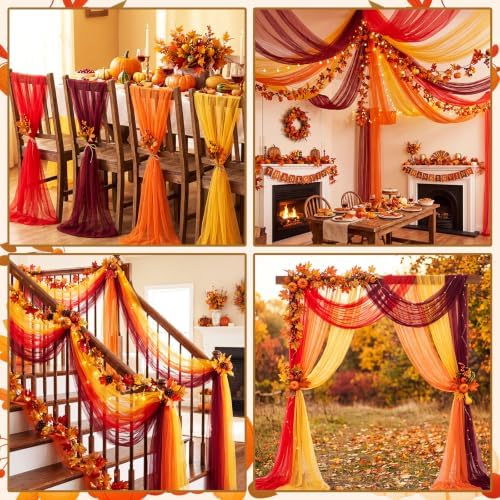 4 Pcs Fall Tulle Table Runners for Wedding Table Decor - Image 6