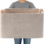 JMvicyroam 96L Large Woven Cotton Rope Blanket Basket by JMvicyroam